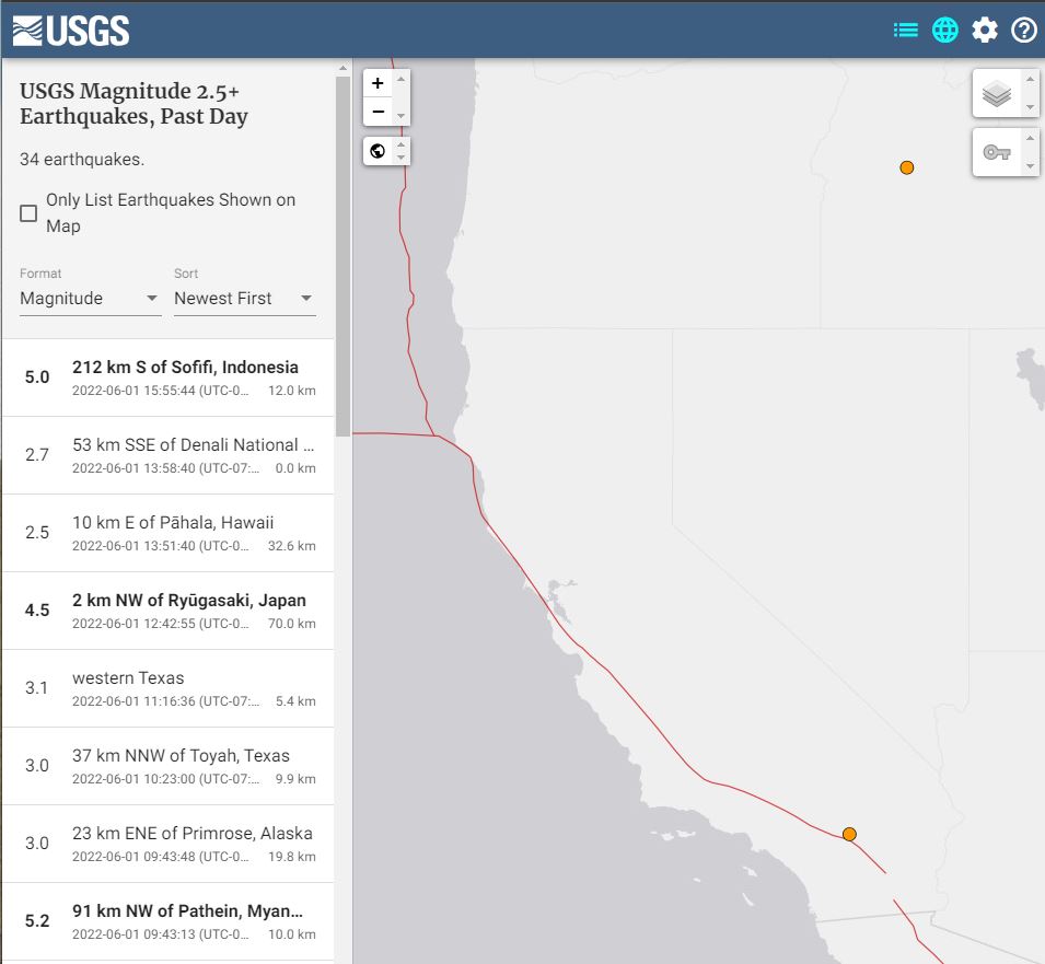 Recent Earthquakes