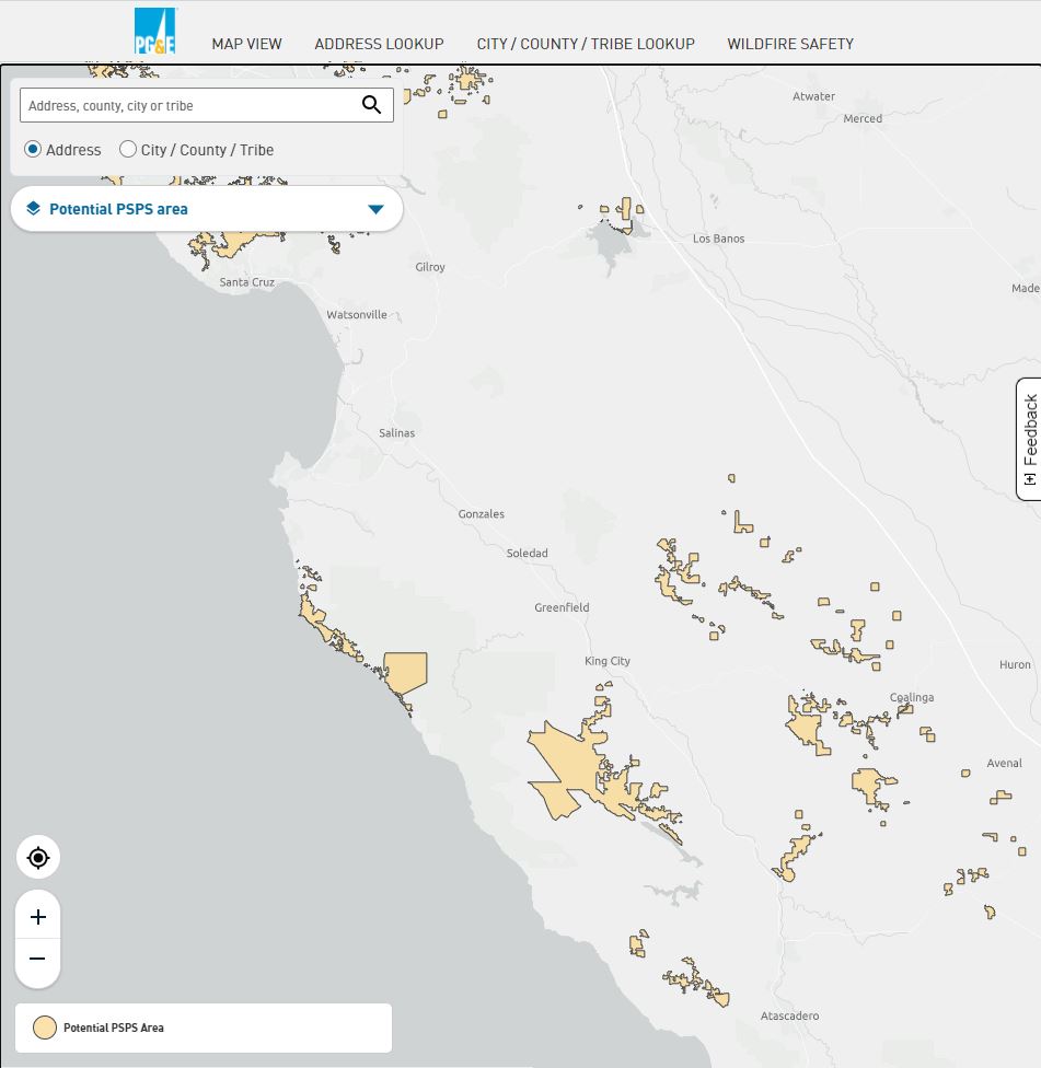 PSPS Planning Map