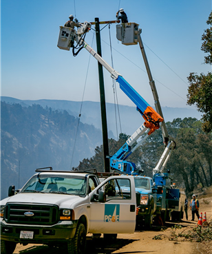 power outage pole being fixed